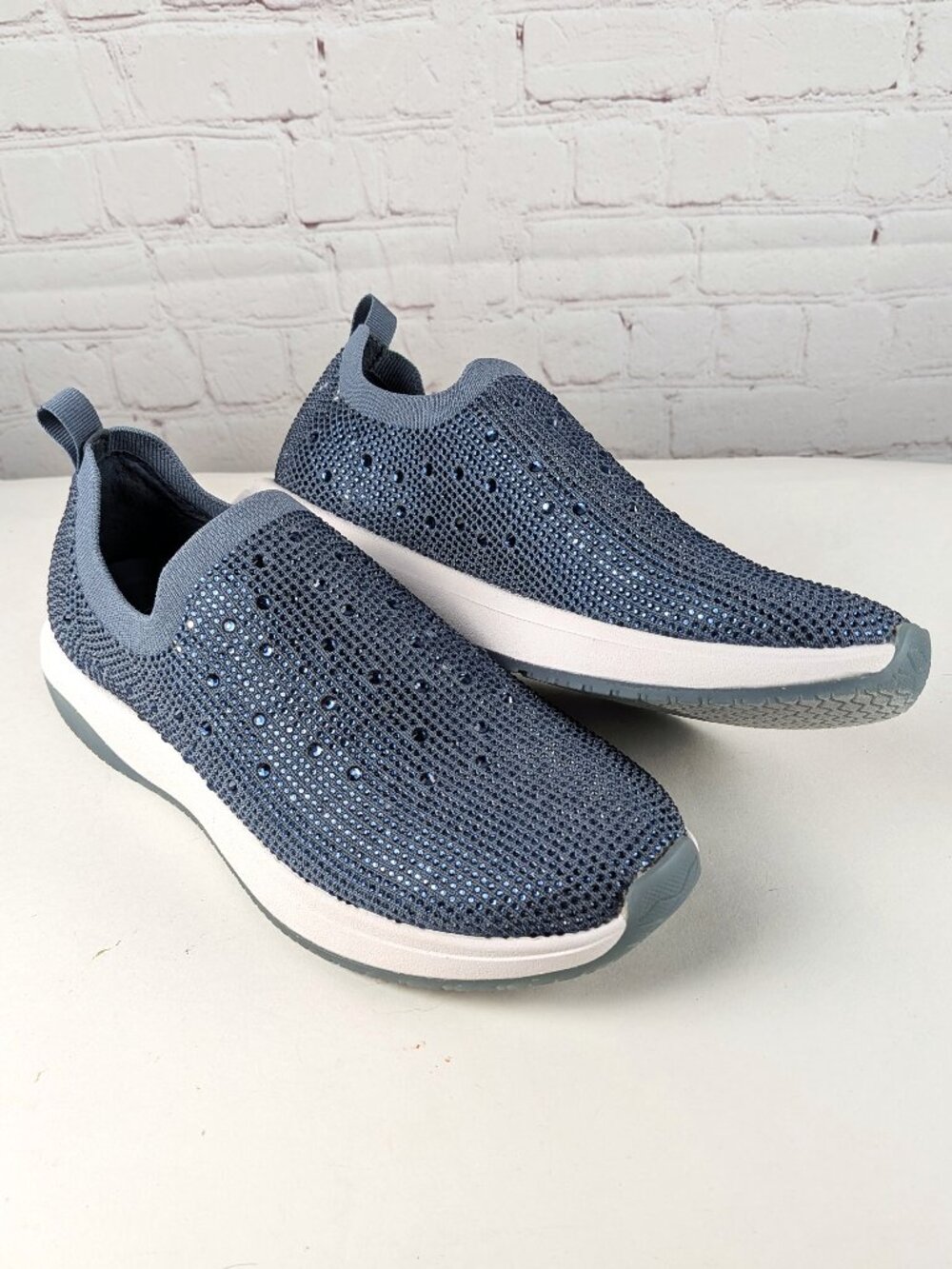 Alex Marie Blue Rhinestone Slip-on Sneakers 6.5